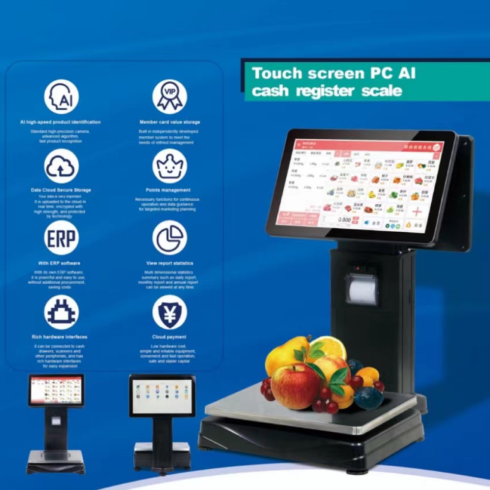 Smart Pos Touch Weighing Receipt Printing Digital AI Scale